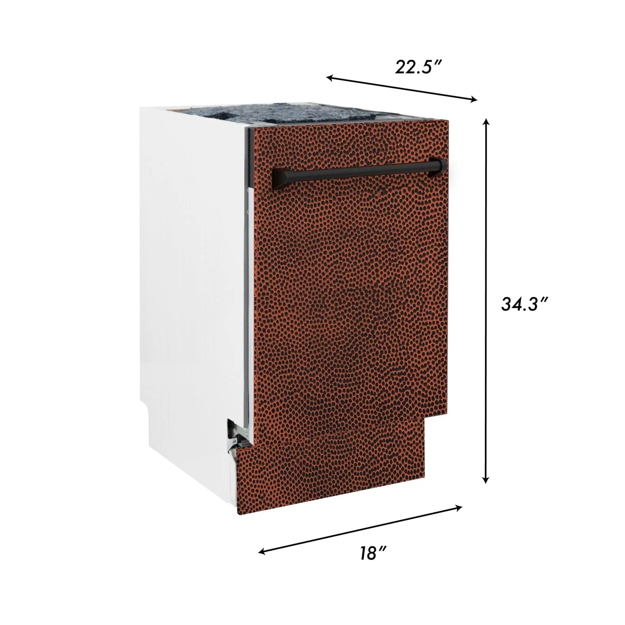 ZLINE 18" Dishwasher, Hammered Copper panel, Stainless Tub, DWV-HH-18 by Farmhouse Kitchen and Bath