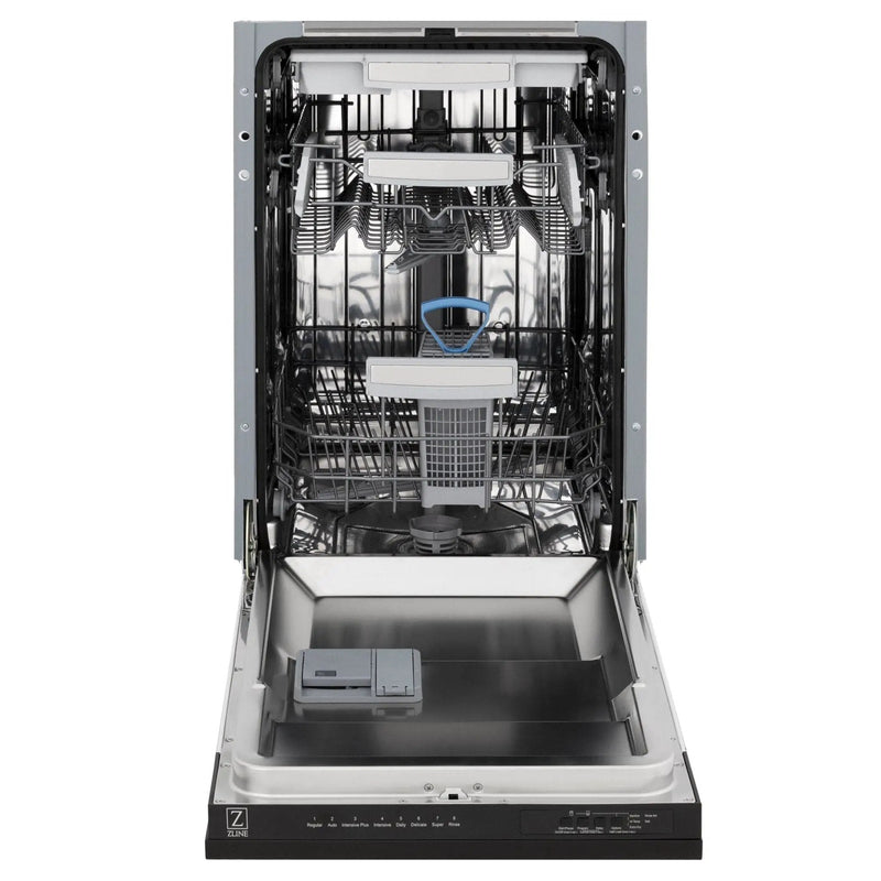 ZLINE 18" Dishwasher in Black matt panel, Stainless Tub, DWV-BLM-18 by Farmhouse Kitchen and Bath