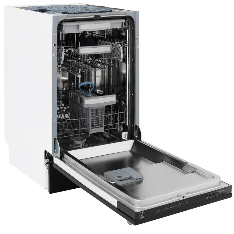 ZLINE 18" Dishwasher in Black matt panel, Stainless Tub, DWV-BLM-18 by Farmhouse Kitchen and Bath