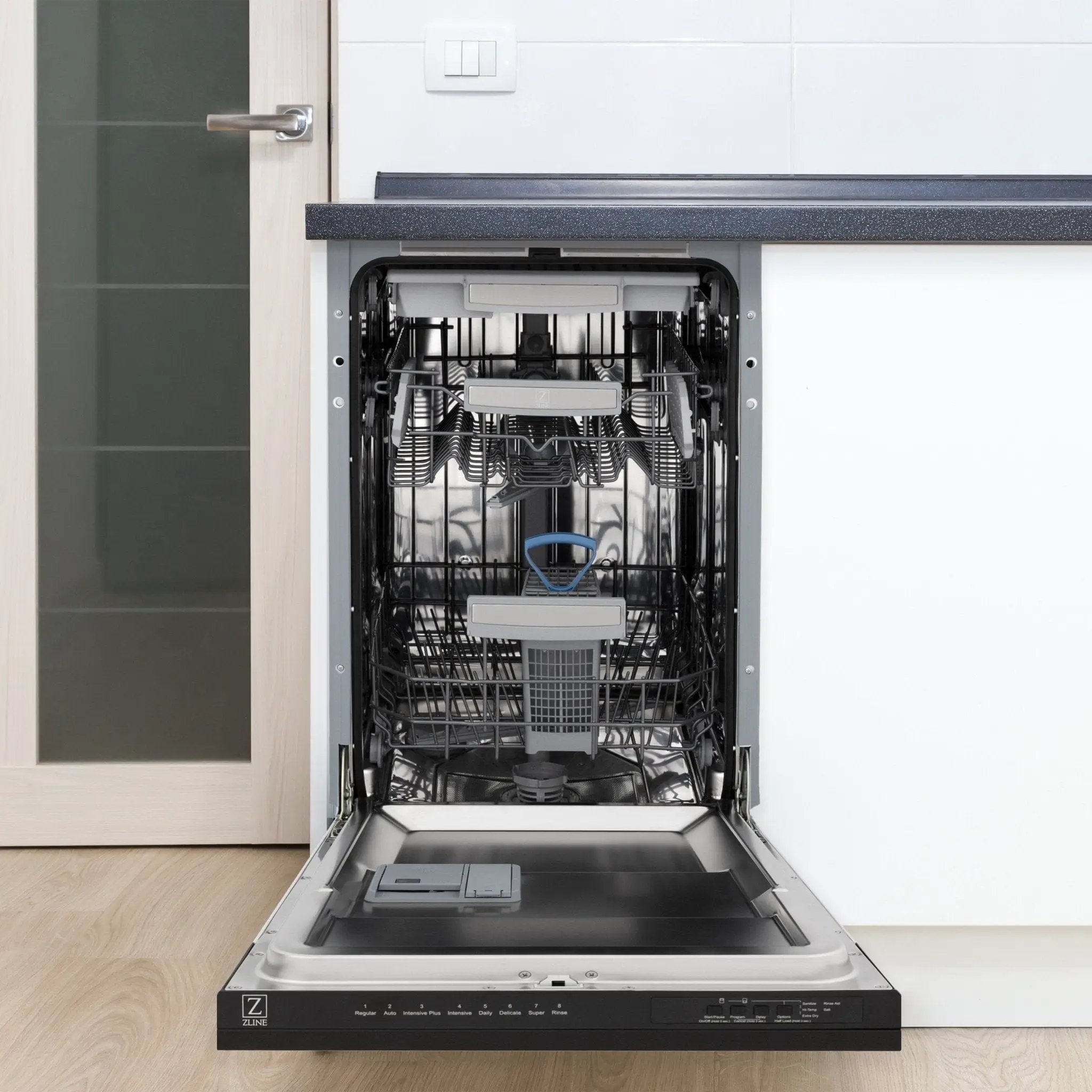 ZLINE 18" Dishwasher in Black matt panel, Stainless Tub, DWV-BLM-18 by Farmhouse Kitchen and Bath