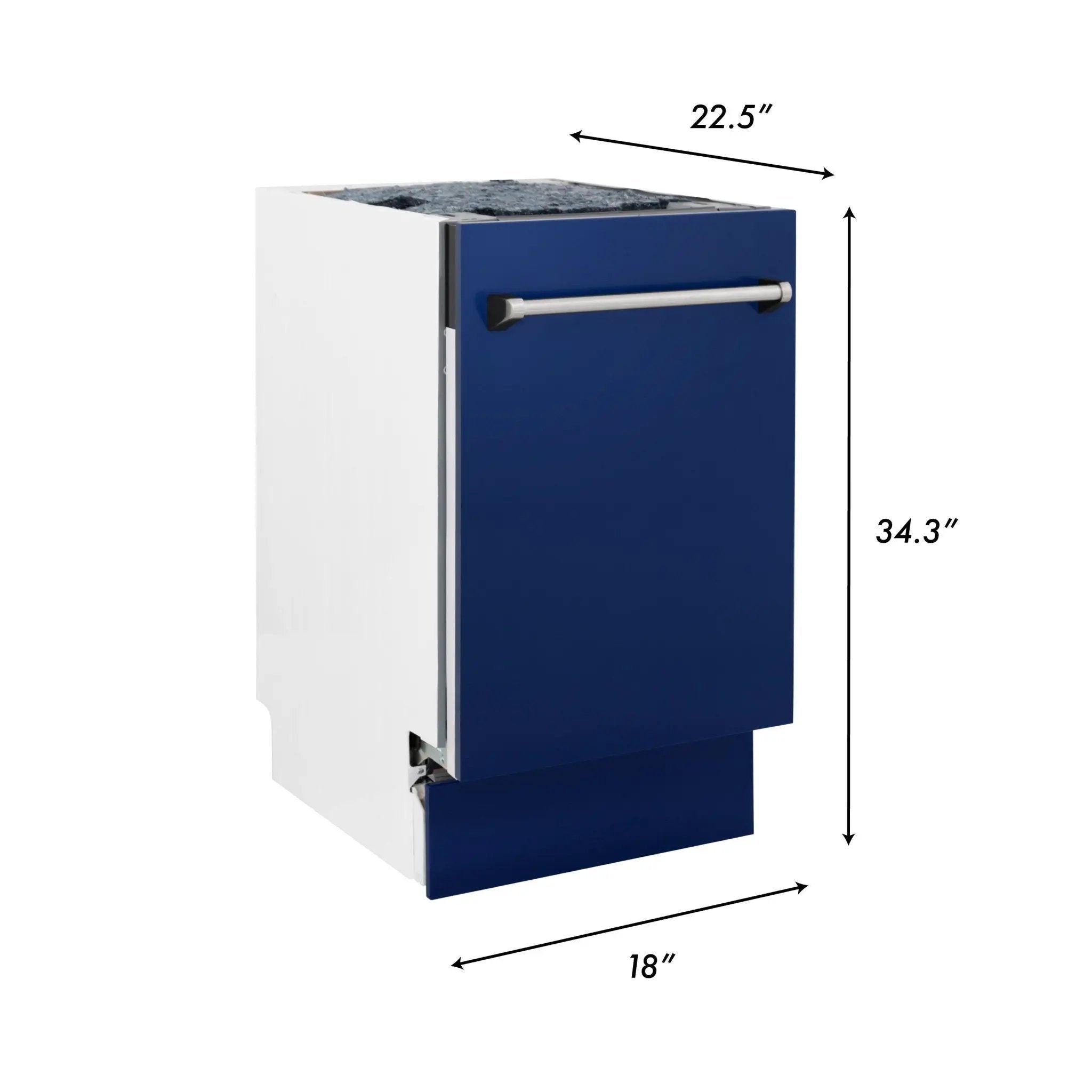 ZLINE 18" Dishwasher in Blue gloss panel, Stainless Tub, DWV-BG-18 by Farmhouse Kitchen and Bath
