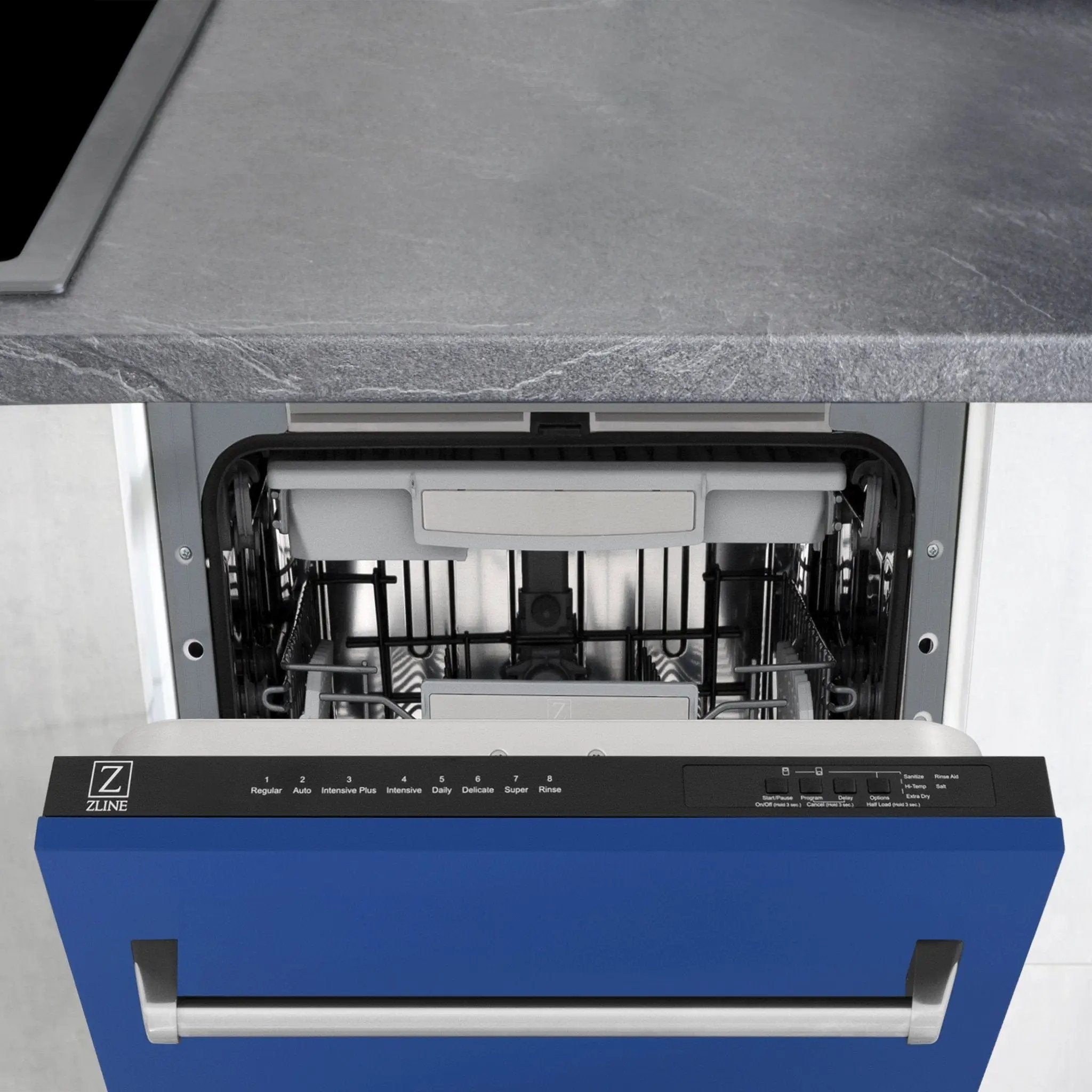ZLINE 18" Dishwasher in Blue matt panel, Stainless Tub, DWV-BM-18 by Farmhouse Kitchen and Bath
