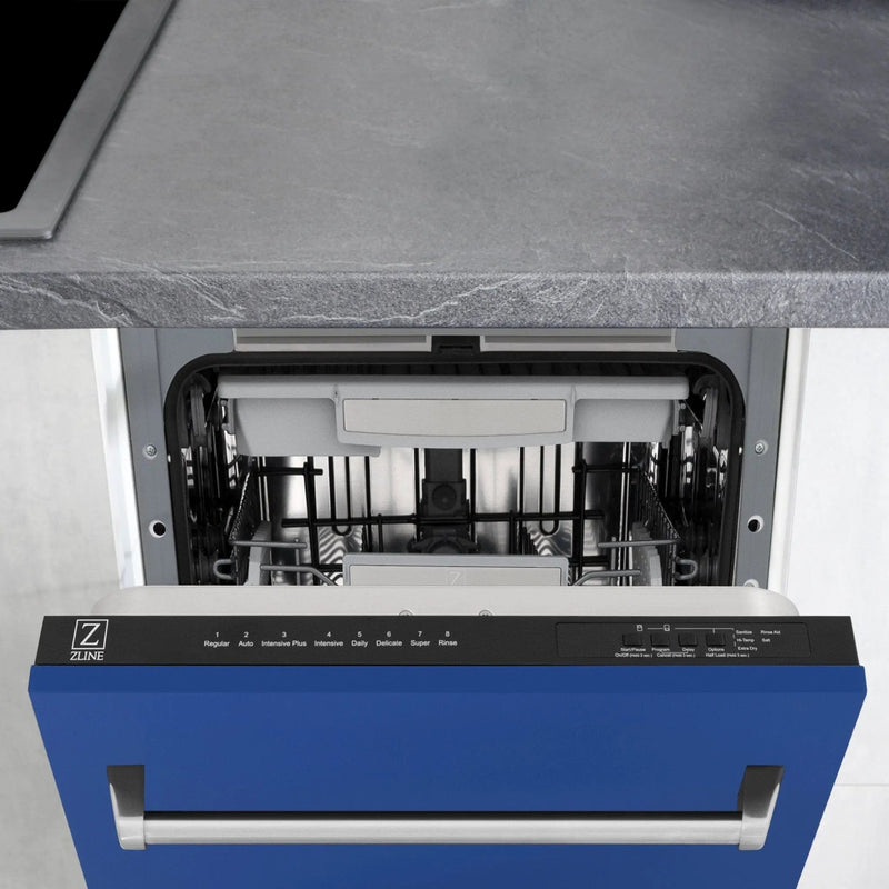 ZLINE 18" Dishwasher in Blue matt panel, Stainless Tub, DWV-BM-18 by Farmhouse Kitchen and Bath