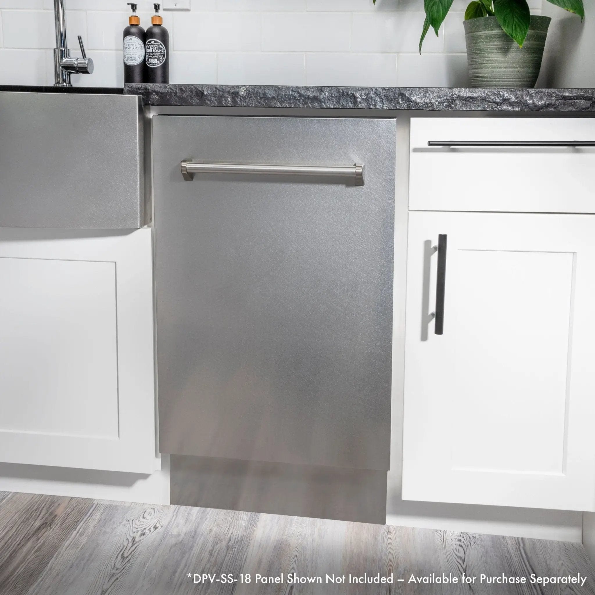 ZLINE 18" Dishwasher in Custom Panel Ready, StainlessTub, DWV-18 by Farmhouse Kitchen and Bath