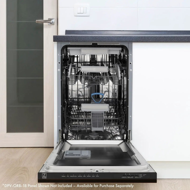 ZLINE 18" Dishwasher in Custom Panel Ready, StainlessTub, DWV-18 by Farmhouse Kitchen and Bath