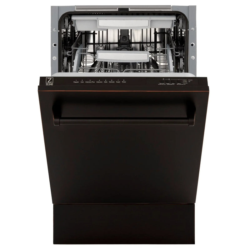 ZLINE 18" Dishwasher, Oil Rubbed Bronze panel, Stainless Tub, DWV-ORB-18 by Farmhouse Kitchen and Bath