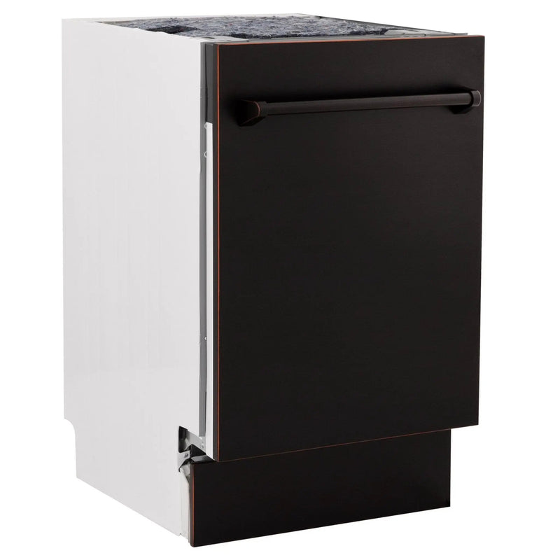 ZLINE 18" Dishwasher, Oil Rubbed Bronze panel, Stainless Tub, DWV-ORB-18 by Farmhouse Kitchen and Bath