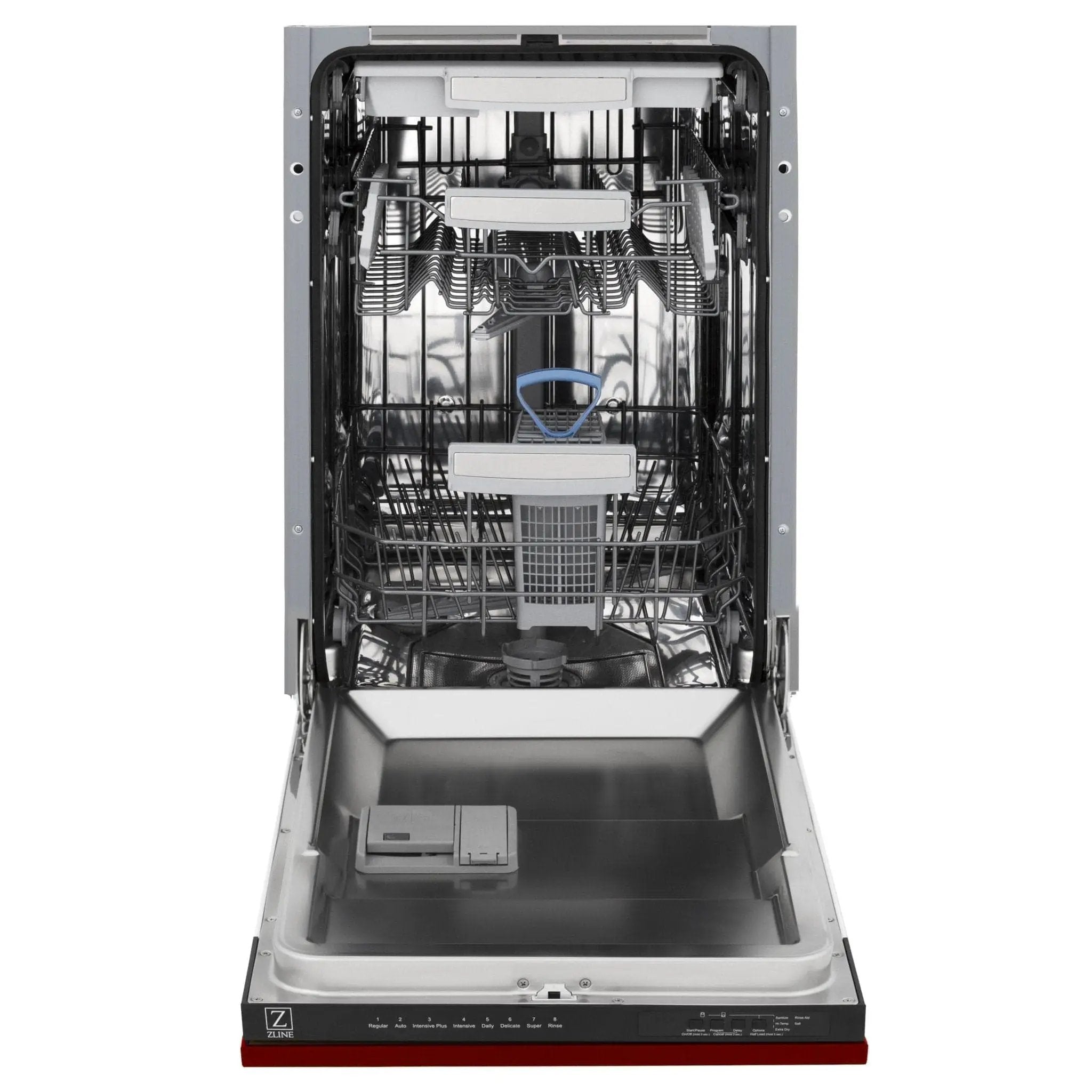 ZLINE 18" Dishwasher, Red Gloss panel, Stainless Tub, DWV-RG-18 by Farmhouse Kitchen and Bath
