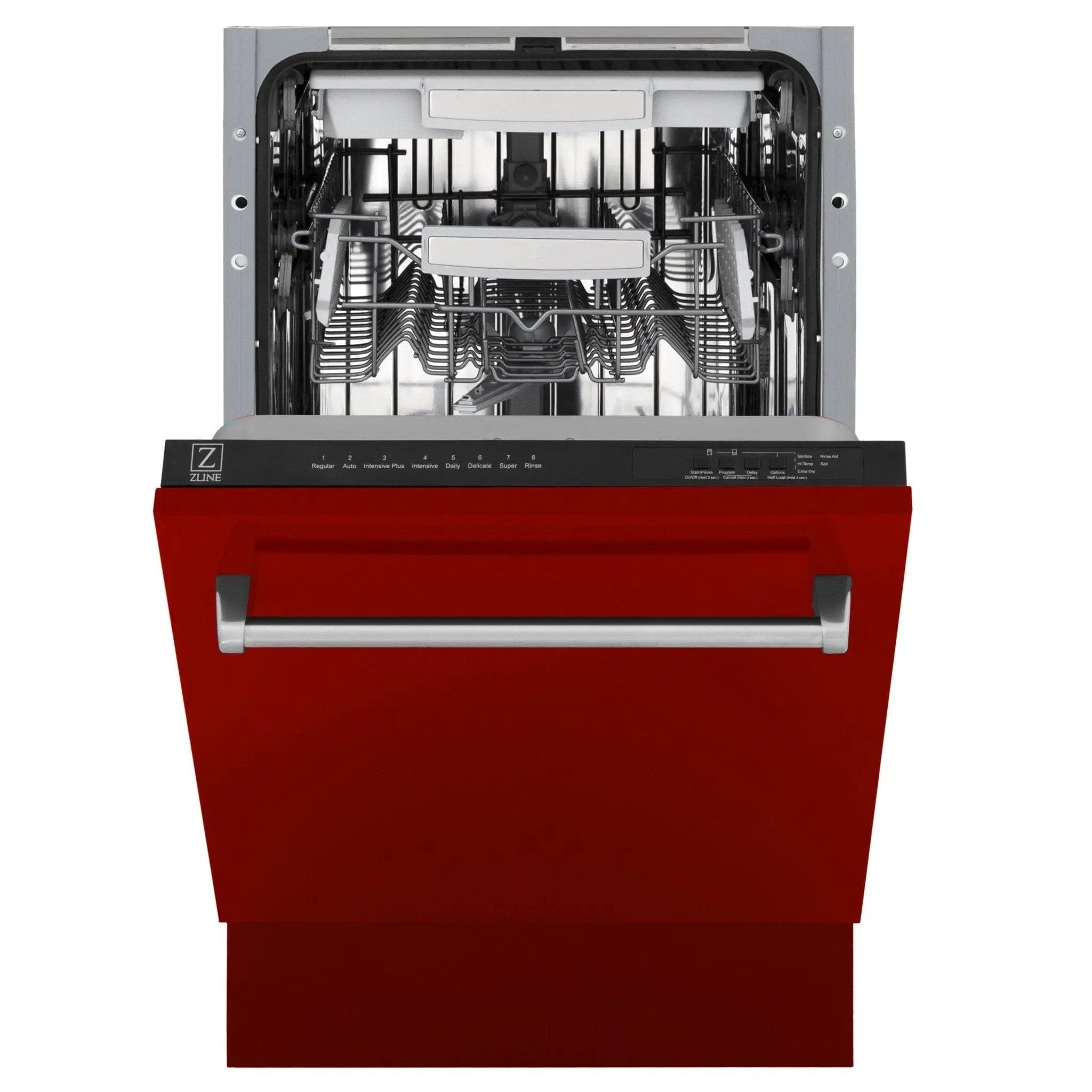 ZLINE 18" Dishwasher, Red Gloss panel, Stainless Tub, DWV-RG-18 by Farmhouse Kitchen and Bath