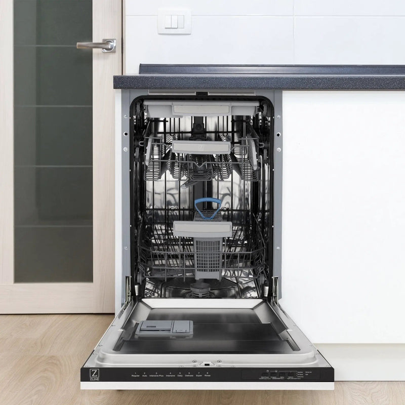 ZLINE 18" Dishwasher, White Matte panel, Stainless Tub, DWV-WM-18 by Farmhouse Kitchen and Bath