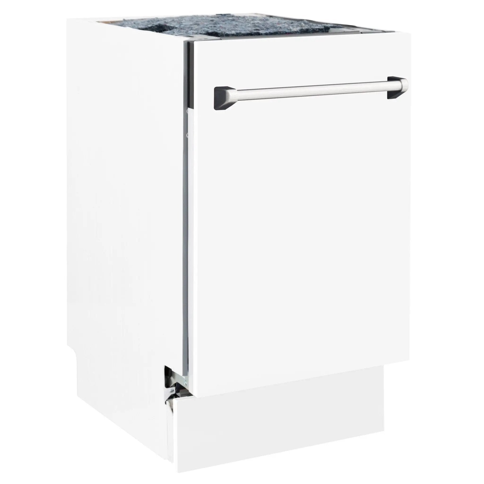 ZLINE 18" Dishwasher, White Matte panel, Stainless Tub, DWV-WM-18 by Farmhouse Kitchen and Bath