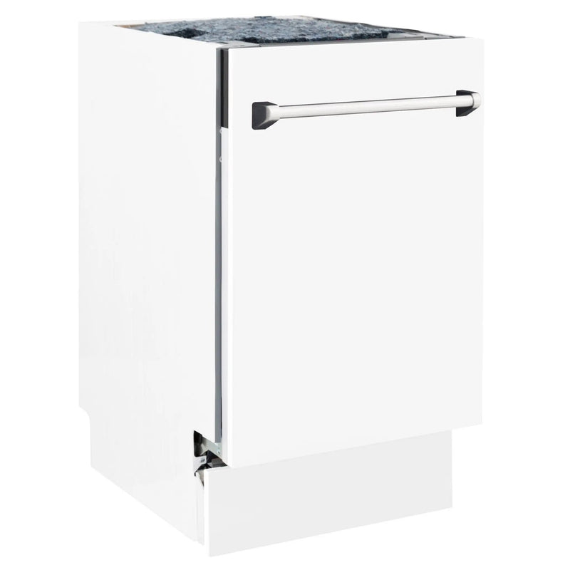 ZLINE 18" Dishwasher, White Matte panel, Stainless Tub, DWV-WM-18 by Farmhouse Kitchen and Bath