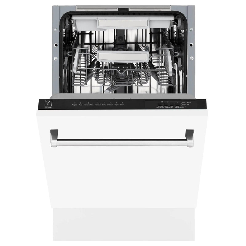 ZLINE 18" Dishwasher, White Matte panel, Stainless Tub, DWV-WM-18 by Farmhouse Kitchen and Bath