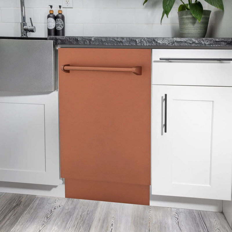 ZLINE 18" Dishwasher with Copper panel, Stainless Tub, DWV-C-18 by Farmhouse Kitchen and Bath
