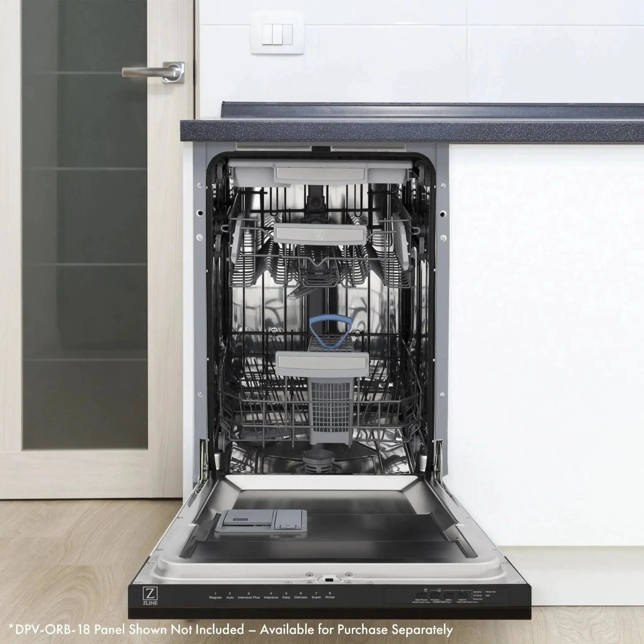 ZLINE 18" Tallac Series 3rd Rack Top Control Dishwasher in Custom Panel Ready with Stainless Steel Tub, DWV-UF-18 by Farmhouse Kitchen and Bath
