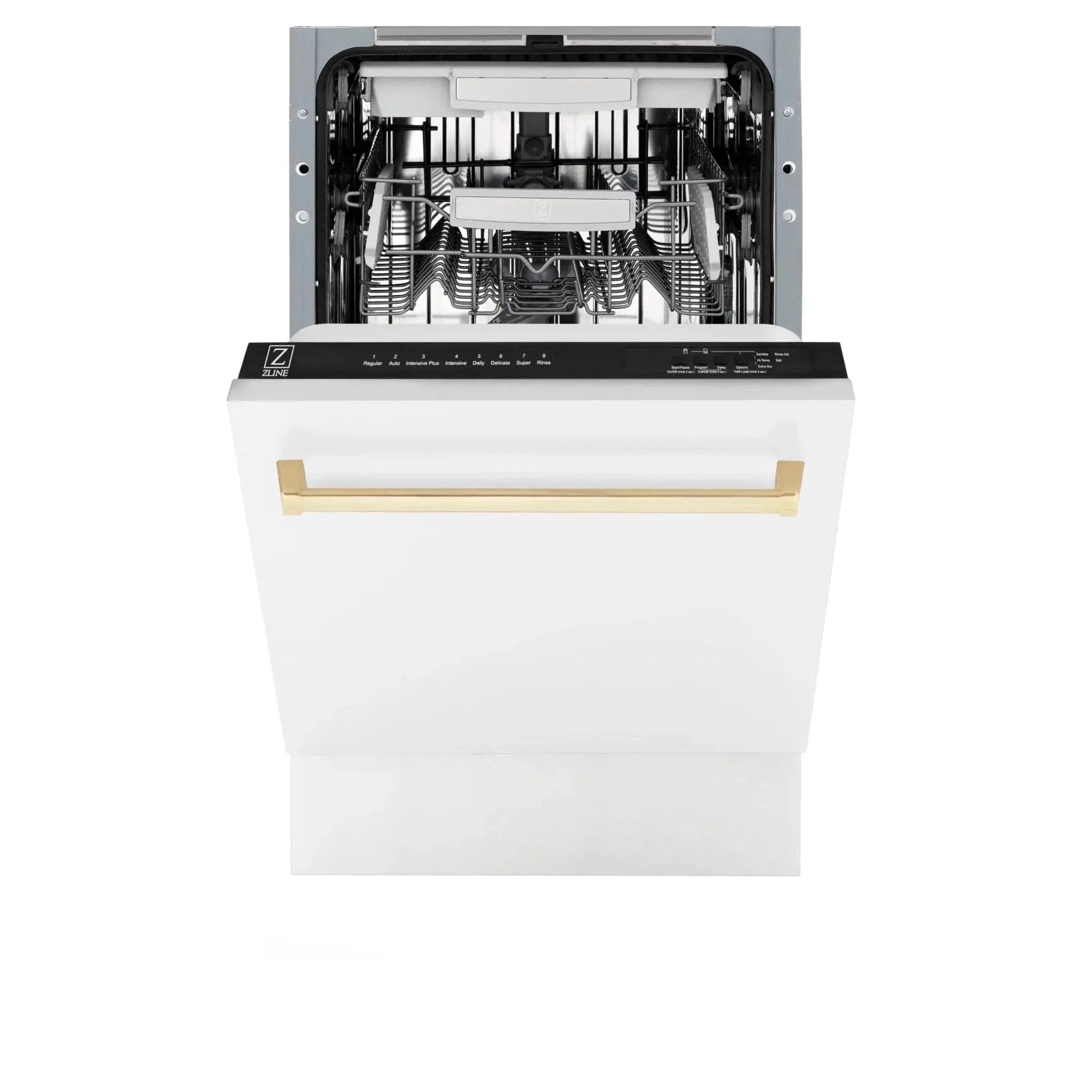 ZLINE 18"Autograph Dishwasher, White door, Gold Handle, DWVZ-WM-18-G by Farmhouse Kitchen and Bath