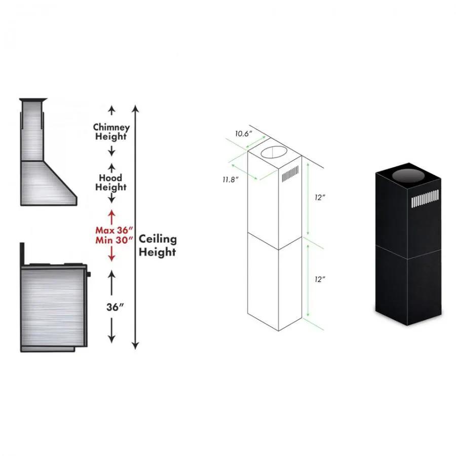 ZLINE 2 - 12" Short Chimney Pieces for 7' - 8' Ceilings, SK-BSGL2iN by Farmhouse Kitchen and Bath