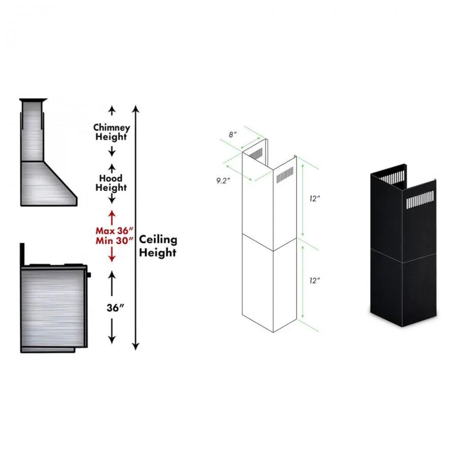 ZLINE 2 - 12" Short Chimney Pieces for 7' - 8' Ceilings, SK-BSKBN by Farmhouse Kitchen and Bath