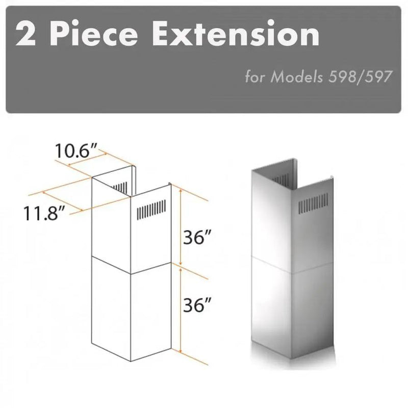 ZLINE 2 Piece Chimney Extension, 2PCEXT-587/597 by Farmhouse Kitchen and Bath
