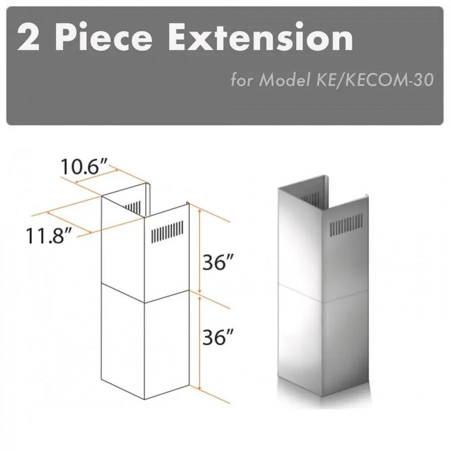 ZLINE 2 Piece Chimney Extension, 2PCEXT-KE/KECOM-30 by Farmhouse Kitchen and Bath