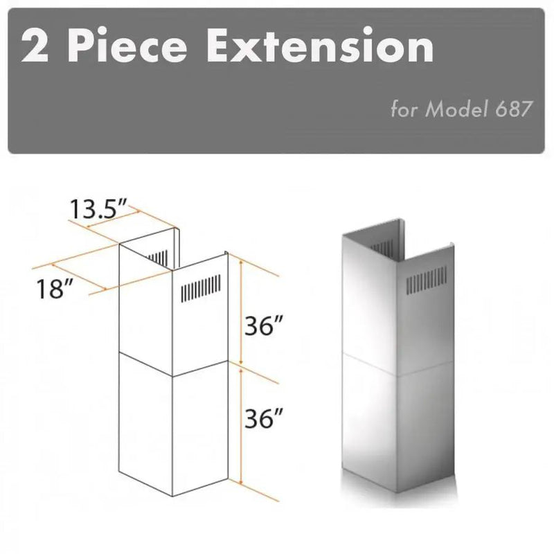 ZLINE 2 Piece Chimney Extension for 12' Ceiling, 2PCEXT-687 by Farmhouse Kitchen and Bath