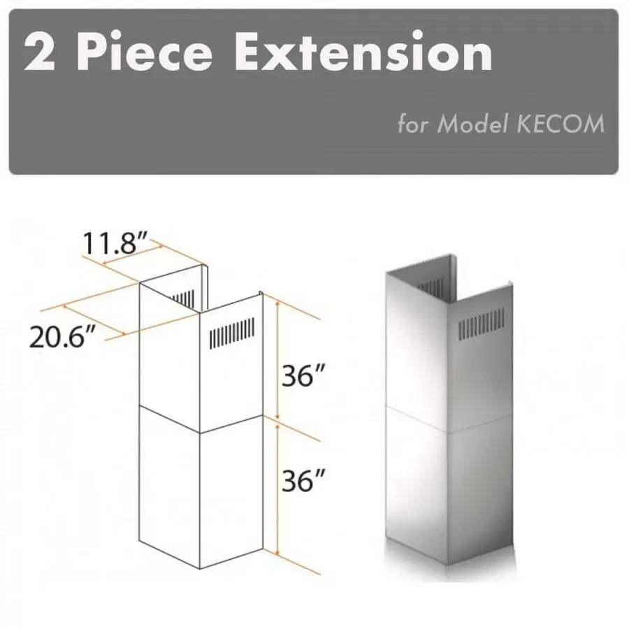 ZLINE 2 Piece Chimney Extension for 12' Ceiling, 2PCEXT-KECOM by Farmhouse Kitchen and Bath