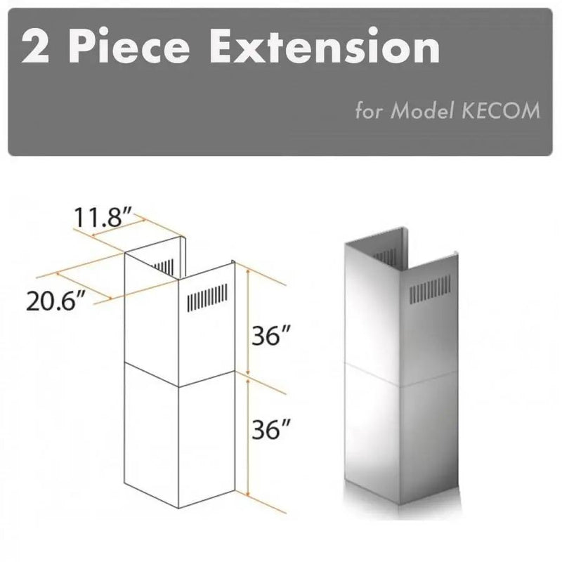 ZLINE 2 Piece Chimney Extension for 12' Ceiling, 2PCEXT-KECOM by Farmhouse Kitchen and Bath