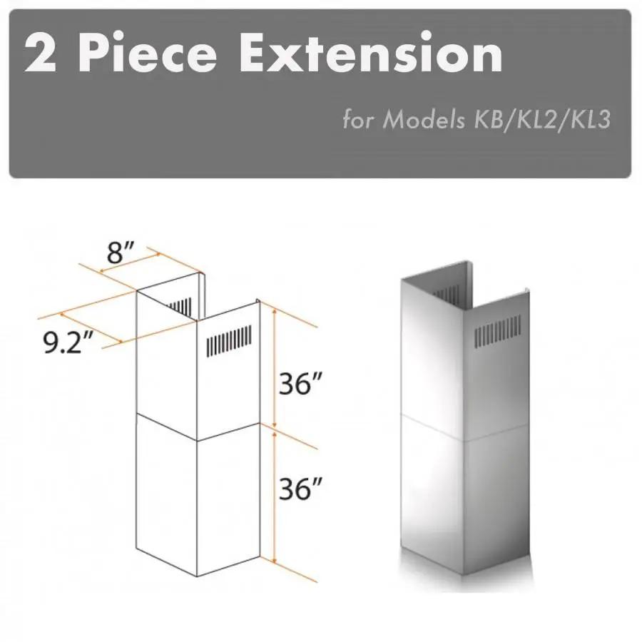 ZLINE 2 Piece Chimney Extensions for 12' Ceiling, 2PCEXT-KB/KL2/KL3 by Farmhouse Kitchen and Bath