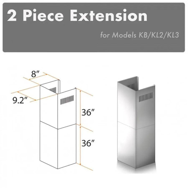 ZLINE 2 Piece Chimney Extensions for 12' Ceiling, 2PCEXT-KB/KL2/KL3 by Farmhouse Kitchen and Bath
