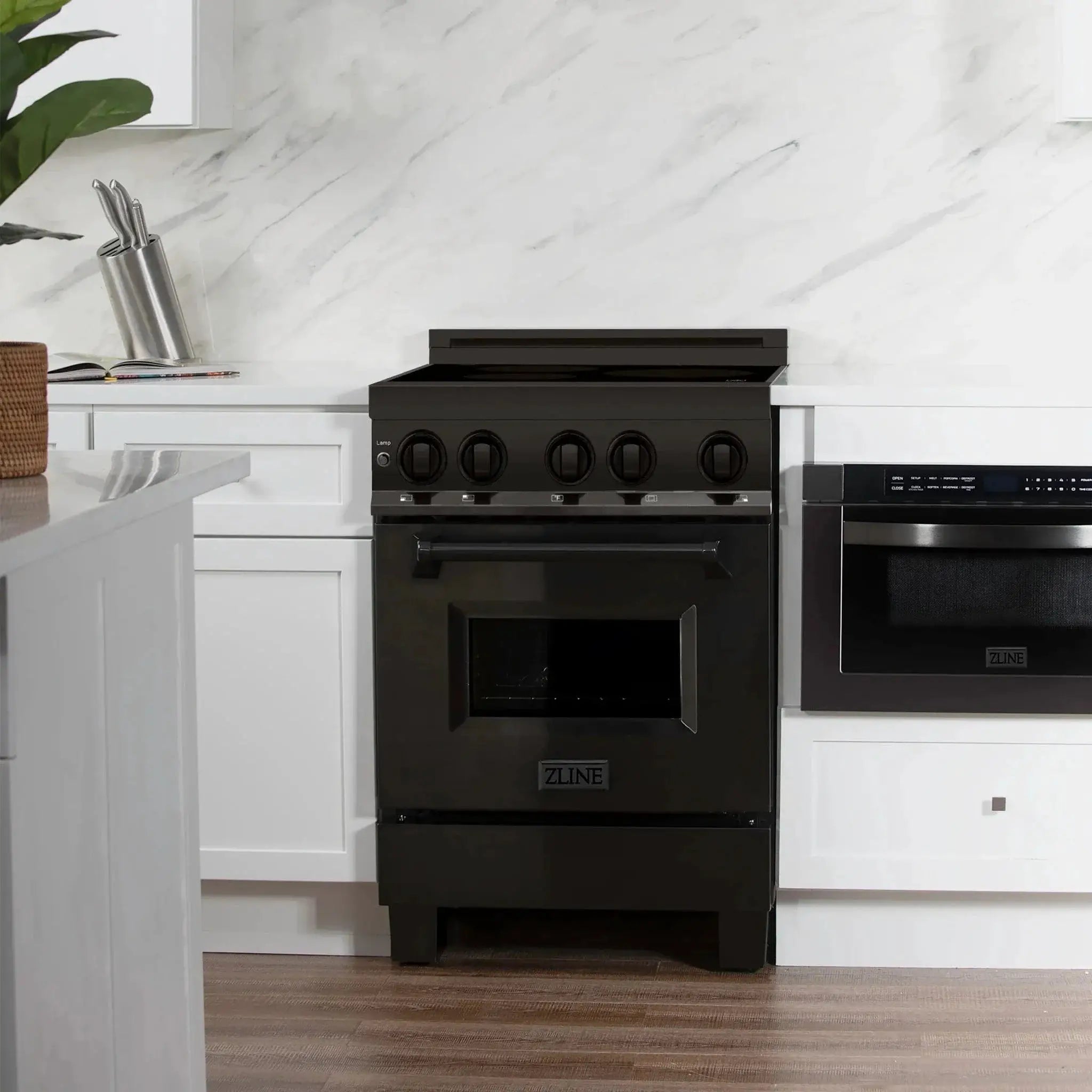 ZLINE 24" 2.8 cu. ft. Induction Range with a 3 Element Stove and Electric Oven in Black Stainless Steel RAIND-BS-24 by Farmhouse Kitchen and Bath