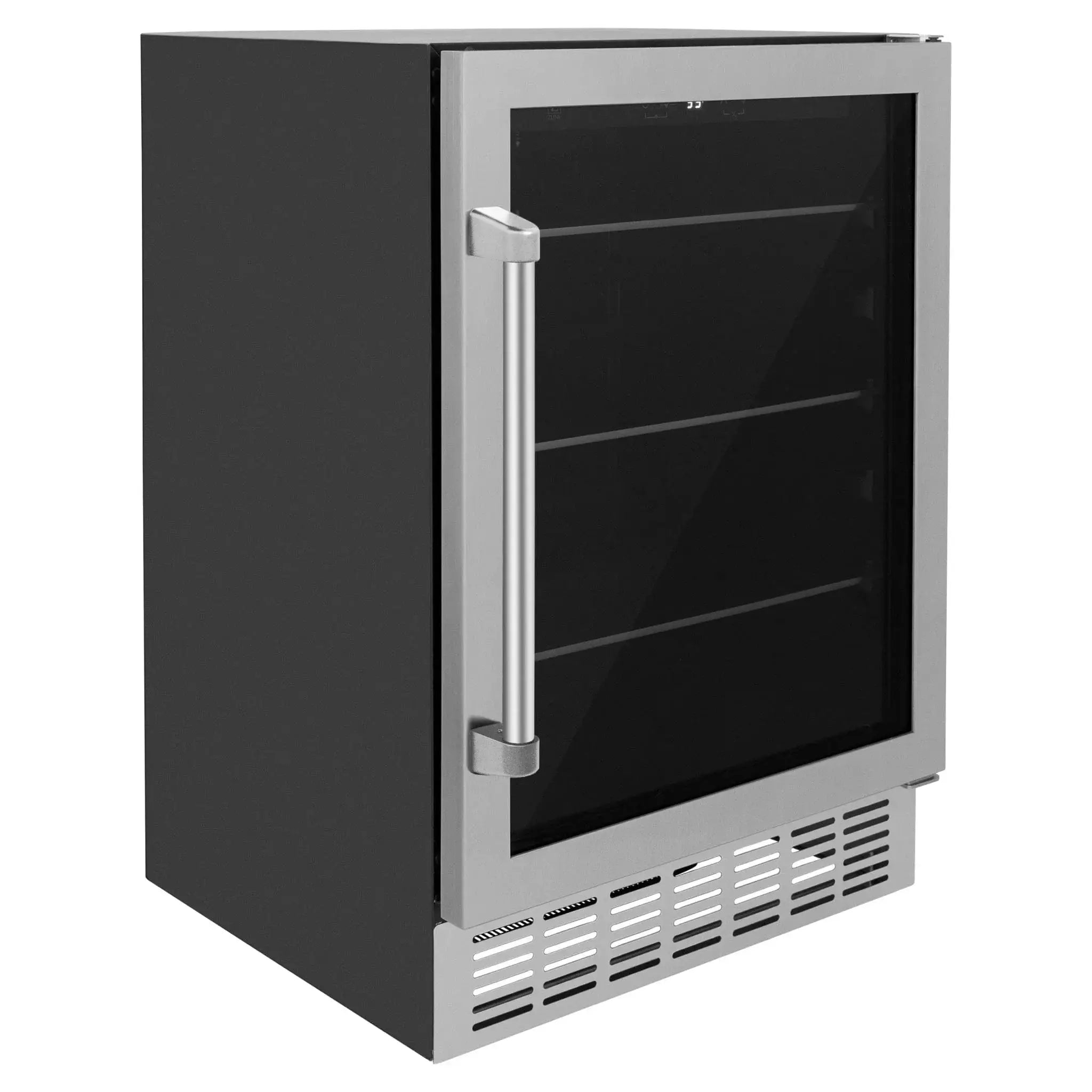 ZLINE 24" Autograph 154 Can Beverage Cooler Fridge with Adjustable Shelves in Stainless Steel with Champagne Bronze Accents RBVZ-US-24-CB by Farmhouse Kitchen and Bath