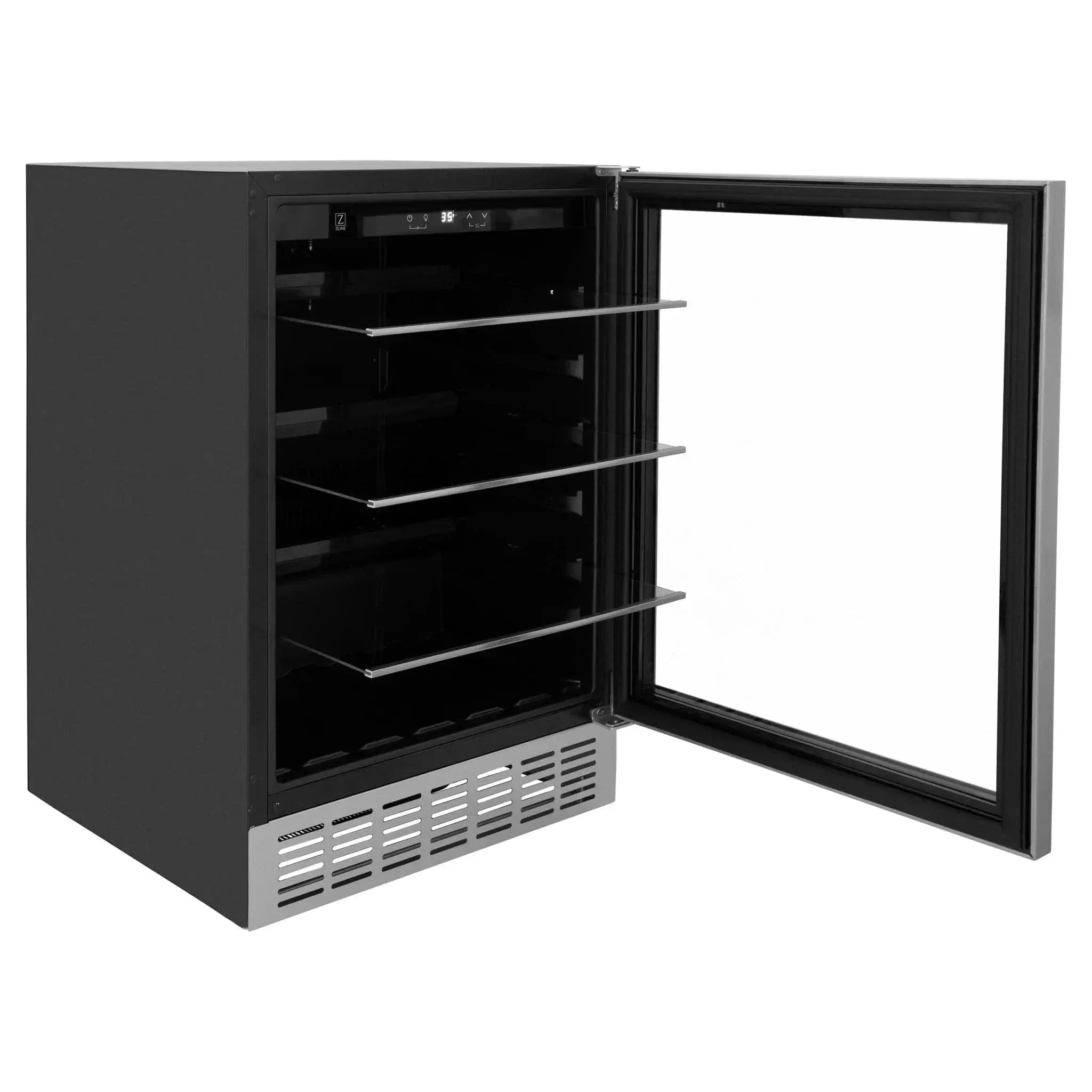 ZLINE 24" Autograph 154 Can Beverage Cooler Fridge with Adjustable Shelves in Stainless Steel with Champagne Bronze Accents RBVZ-US-24-CB by Farmhouse Kitchen and Bath