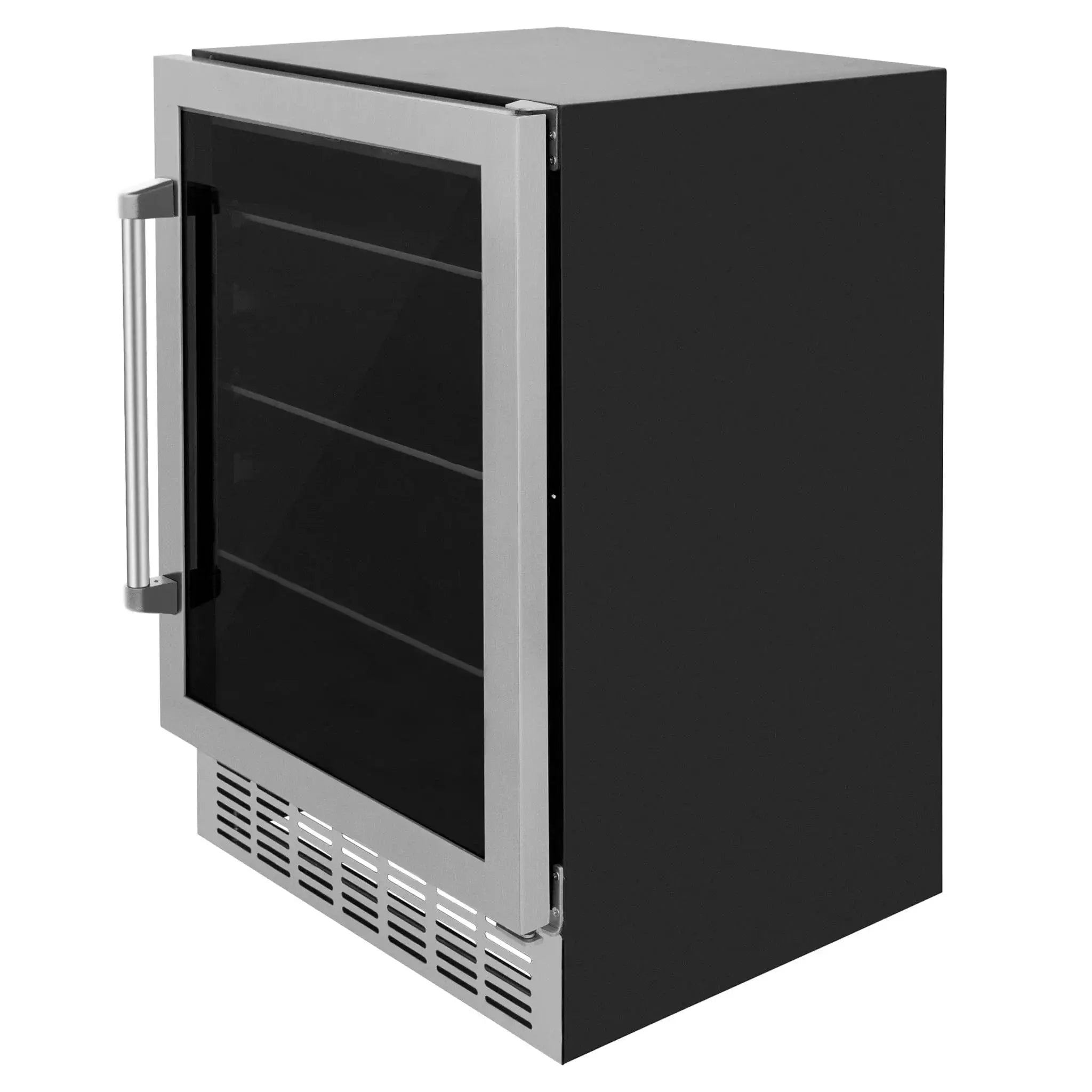 ZLINE 24" Autograph 154 Can Beverage Cooler Fridge with Adjustable Shelves in Stainless Steel with Champagne Bronze Accents RBVZ-US-24-CB by Farmhouse Kitchen and Bath