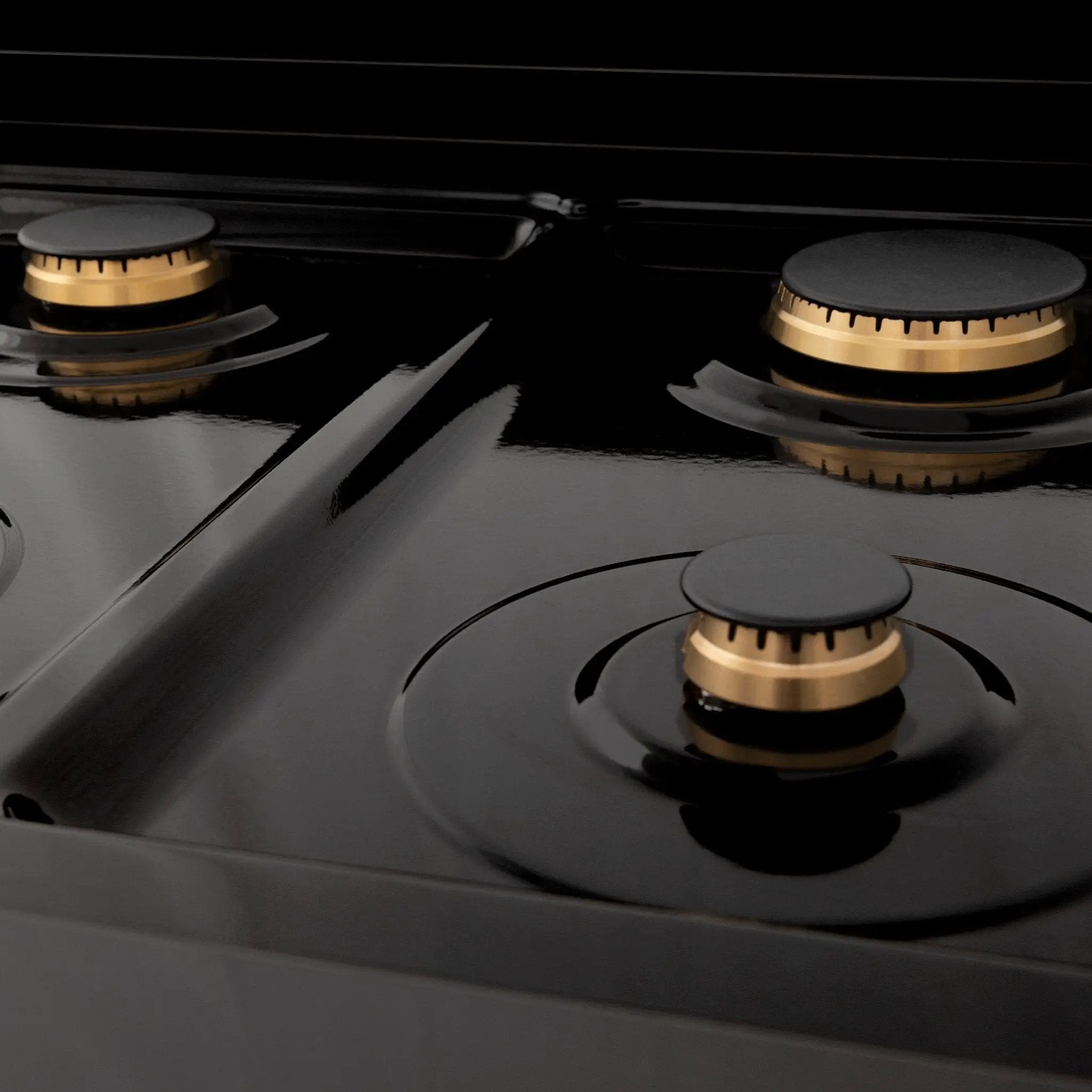 ZLINE 24" Autograph Dual Fuel Range Black Stainless, Bronze RABZ-24-CB by Farmhouse Kitchen and Bath