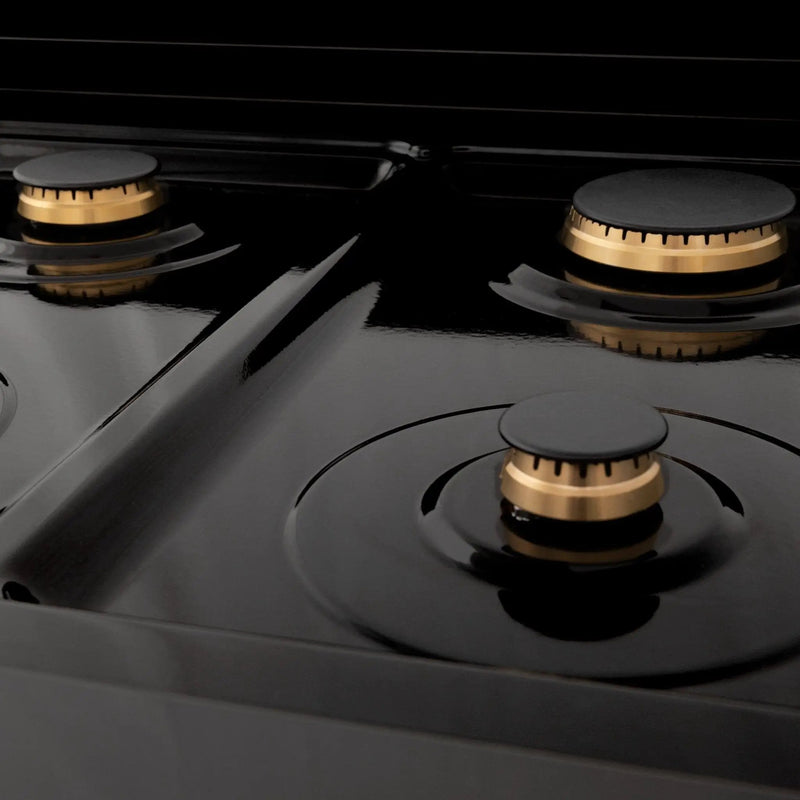 ZLINE 24" Autograph Dual Fuel Range Black Stainless, Bronze RABZ-24-CB by Farmhouse Kitchen and Bath