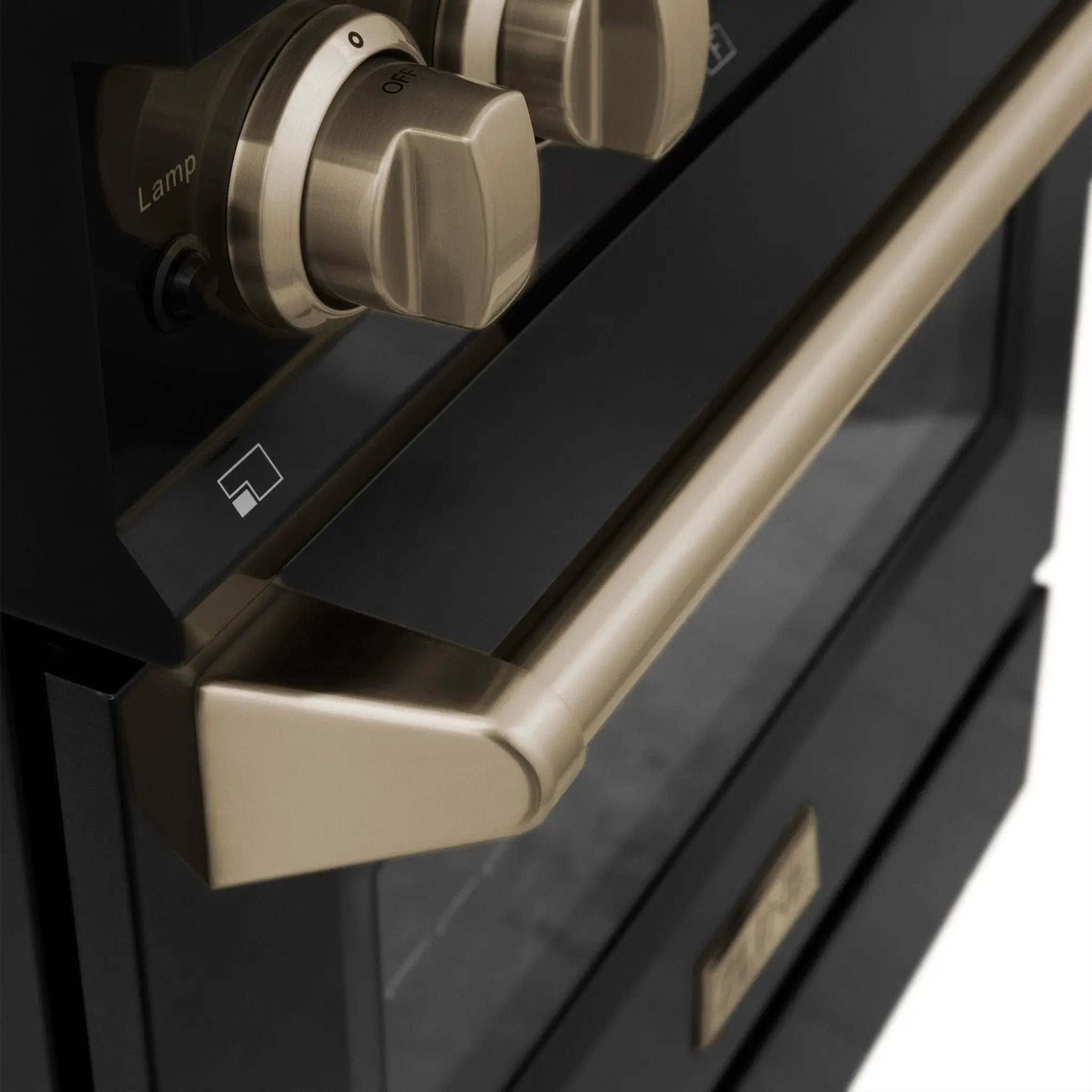 ZLINE 24" Autograph Dual Fuel Range Black Stainless, Bronze RABZ-24-CB by Farmhouse Kitchen and Bath