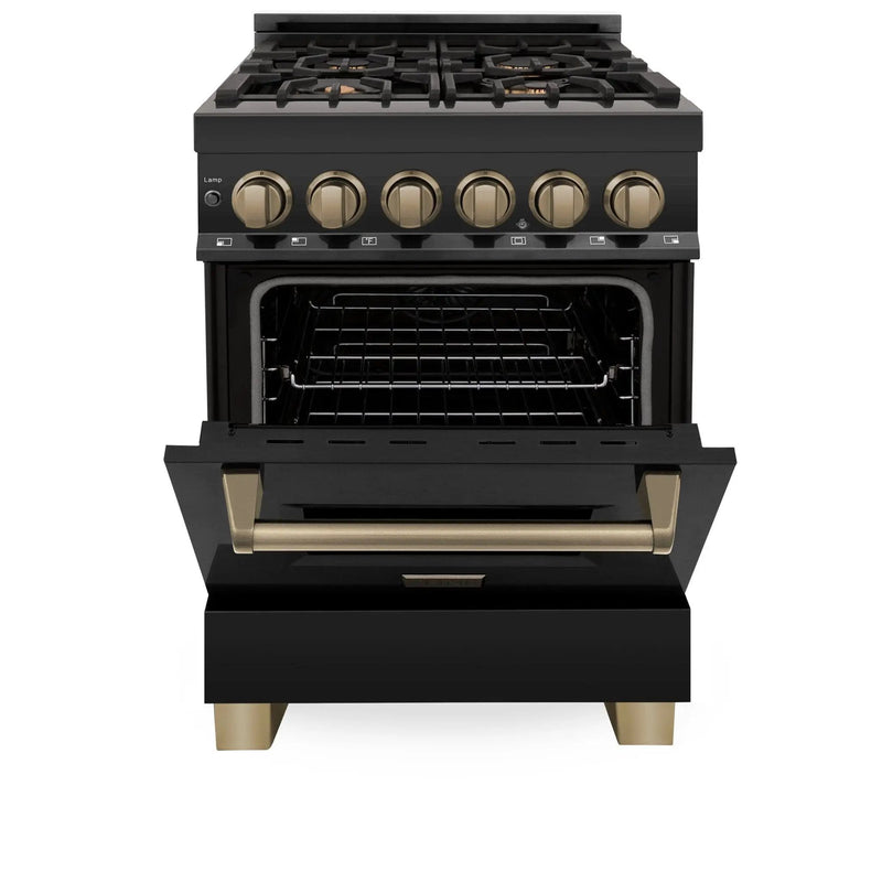 ZLINE 24" Autograph Dual Fuel Range, Black Stainless, RABZ-24-CB by Farmhouse Kitchen and Bath