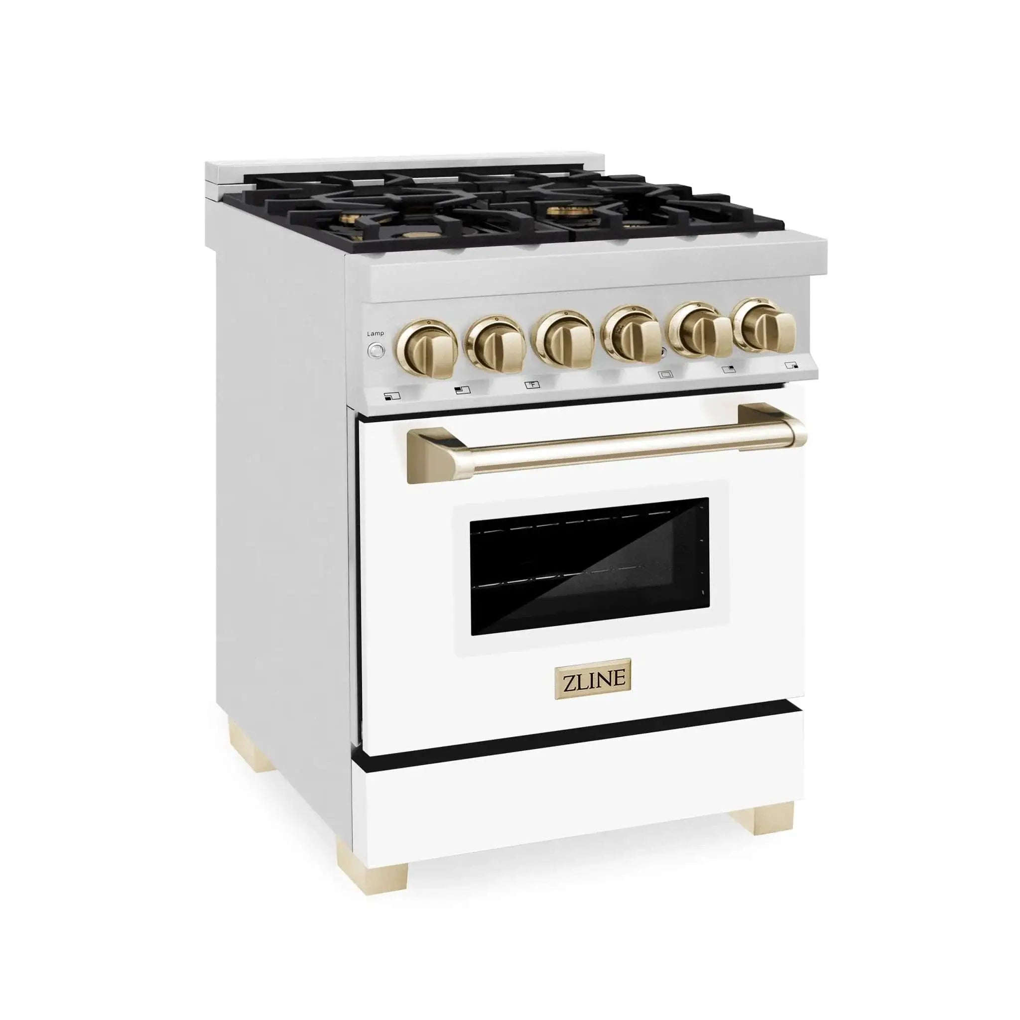 ZLINE 24" Autograph Dual Fuel Range, White Door, RAZ-WM-24-G by Farmhouse Kitchen and Bath
