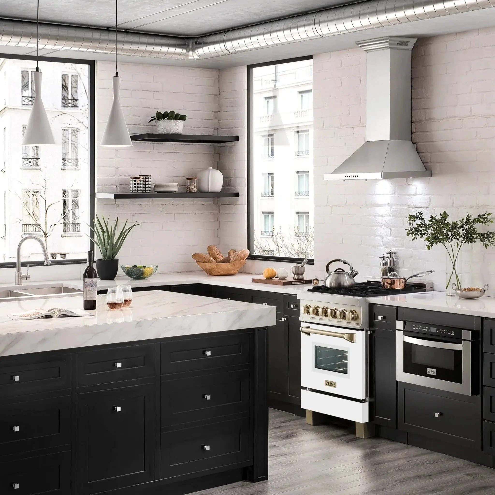 ZLINE 24" Autograph Dual Fuel Range, White Door, RAZ-WM-24-G by Farmhouse Kitchen and Bath
