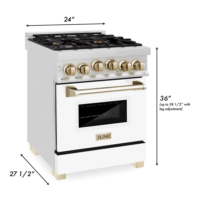 ZLINE 24" Autograph Edition, Gas Range, White Door, RGZ-WM-24-G by Farmhouse Kitchen and Bath