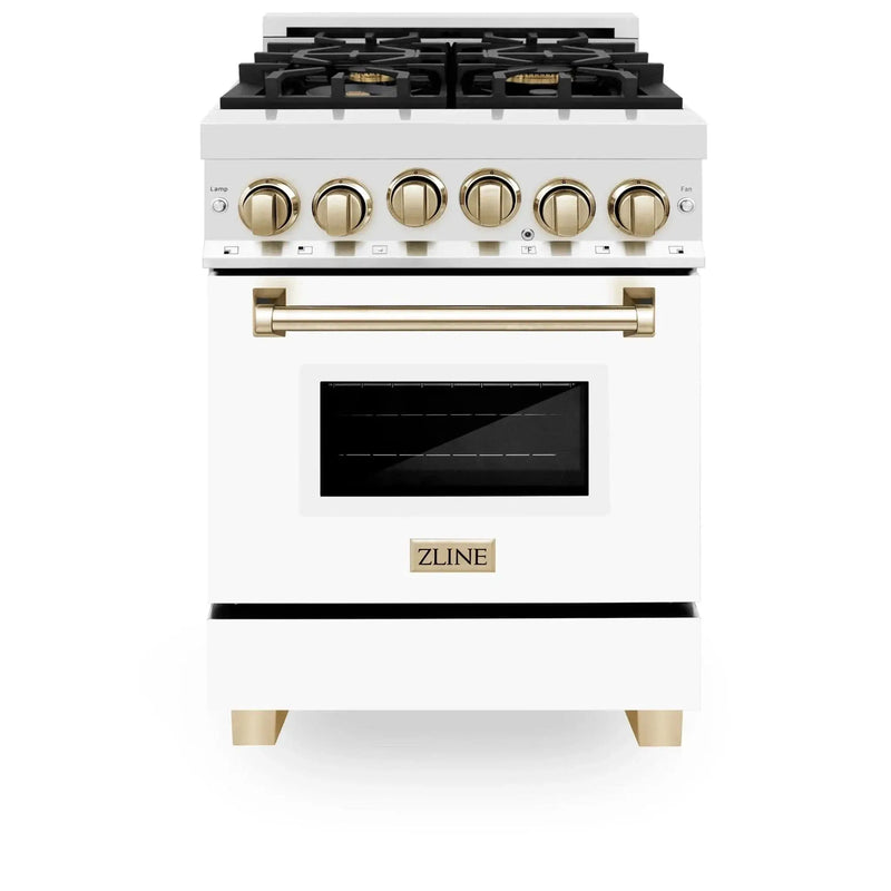 ZLINE 24" Autograph Edition, Gas Range, White Door, RGZ-WM-24-G by Farmhouse Kitchen and Bath