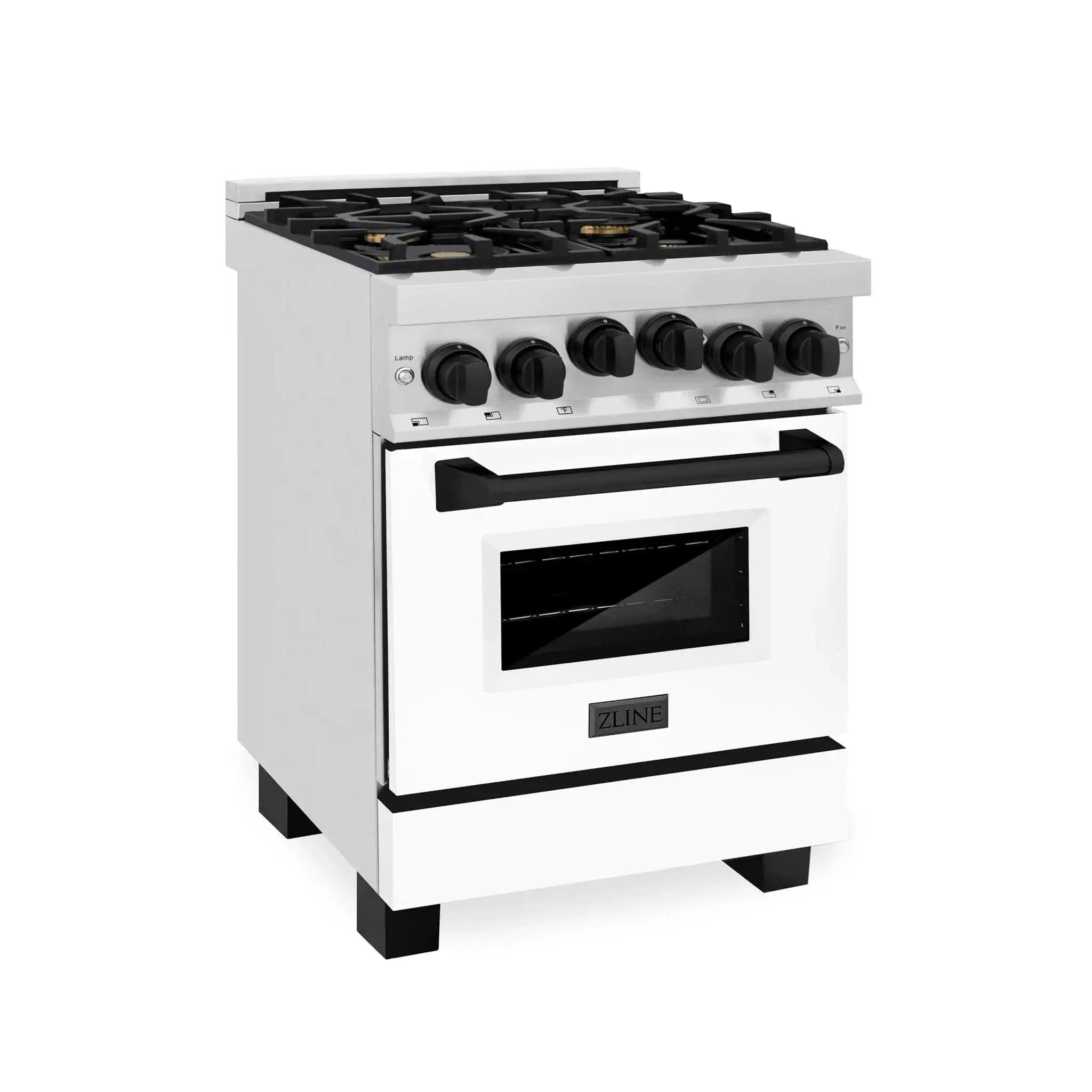ZLINE 24" Autograph Edition, Gas Range, White Door, RGZ-WM-24-MB by Farmhouse Kitchen and Bath