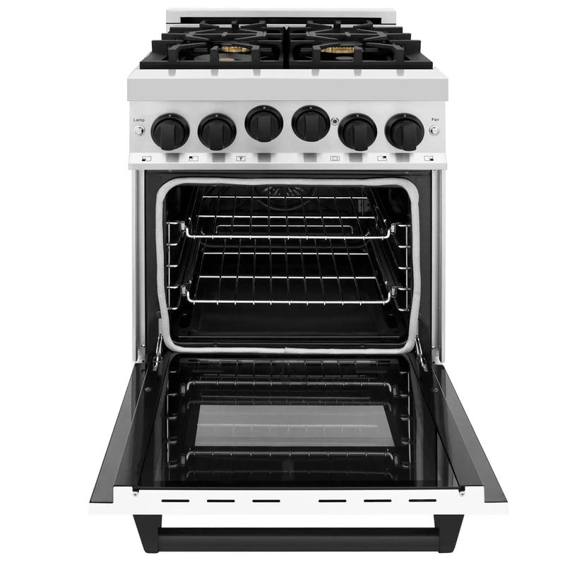 ZLINE 24" Autograph Edition, Gas Range, White Door, RGZ-WM-24-MB by Farmhouse Kitchen and Bath
