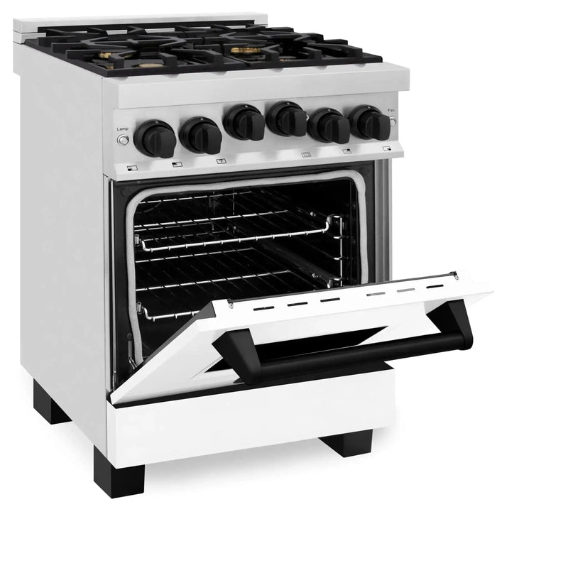 ZLINE 24" Autograph Edition, Gas Range, White Door, RGZ-WM-24-MB by Farmhouse Kitchen and Bath