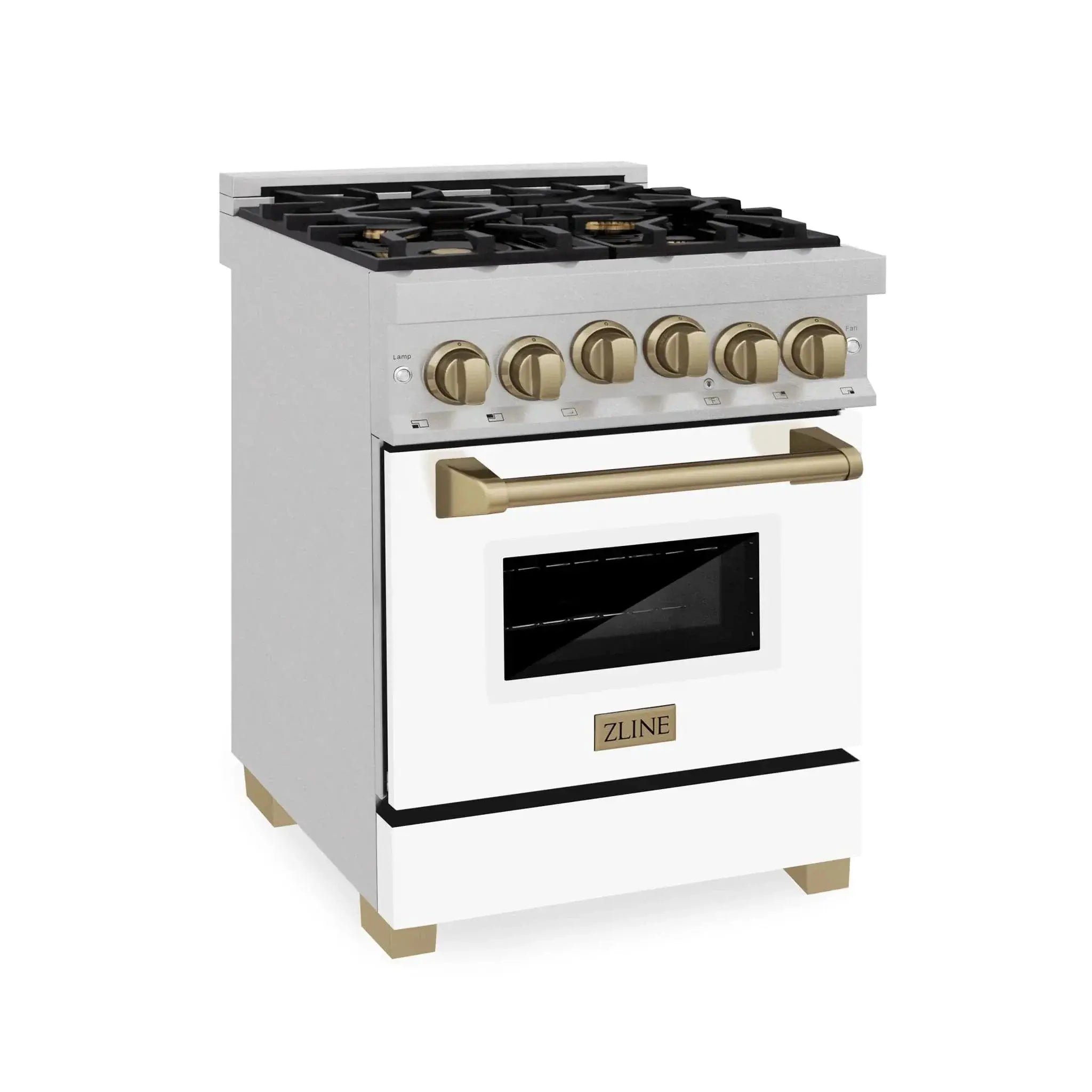 ZLINE 24" Autograph Gas Range, DuraSnow, White Door, RGSZ-WM-24-CB by Farmhouse Kitchen and Bath