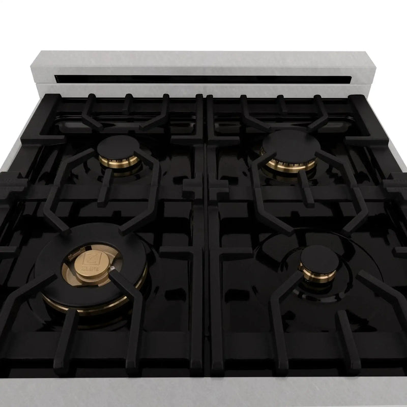ZLINE 24" Autograph Gas Range, DuraSnow, White Door, RGSZ-WM-24-G by Farmhouse Kitchen and Bath