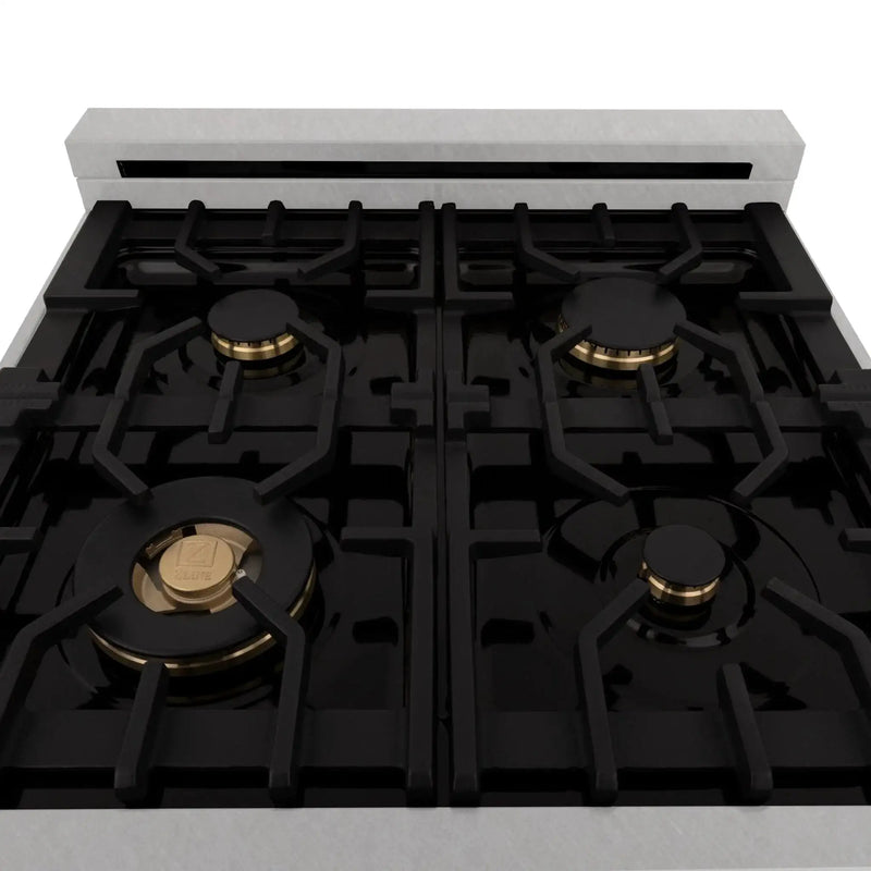 ZLINE 24" Autograph Gas Range, DuraSnow, White Door, RGSZ-WM-24-MB by Farmhouse Kitchen and Bath
