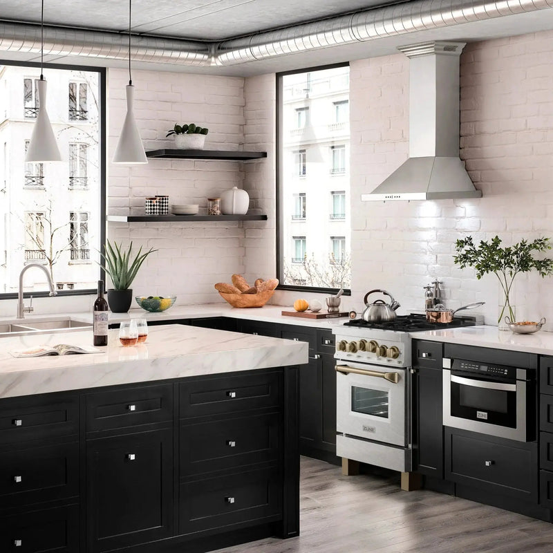 ZLINE 24" Autograph Gas Range Gas, DuraSnow, RGSZ-SN-24-CB by Farmhouse Kitchen and Bath