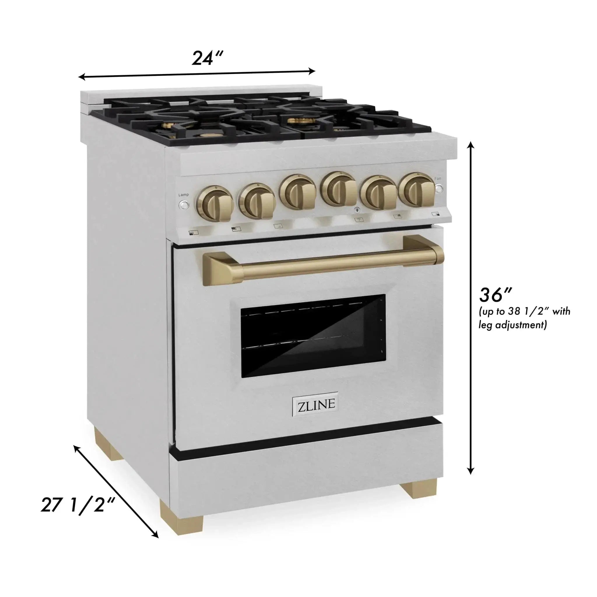 ZLINE 24" Autograph Gas Range Gas, DuraSnow, RGSZ-SN-24-CB by Farmhouse Kitchen and Bath