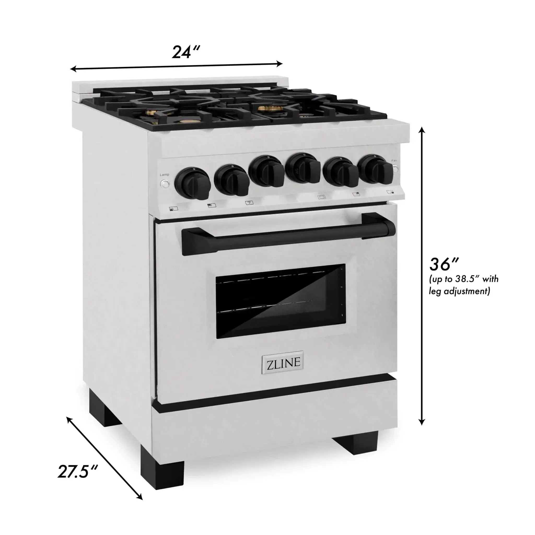 ZLINE 24" Autograph Gas Range Gas, DuraSnow, RGSZ-SN-24-MB by Farmhouse Kitchen and Bath